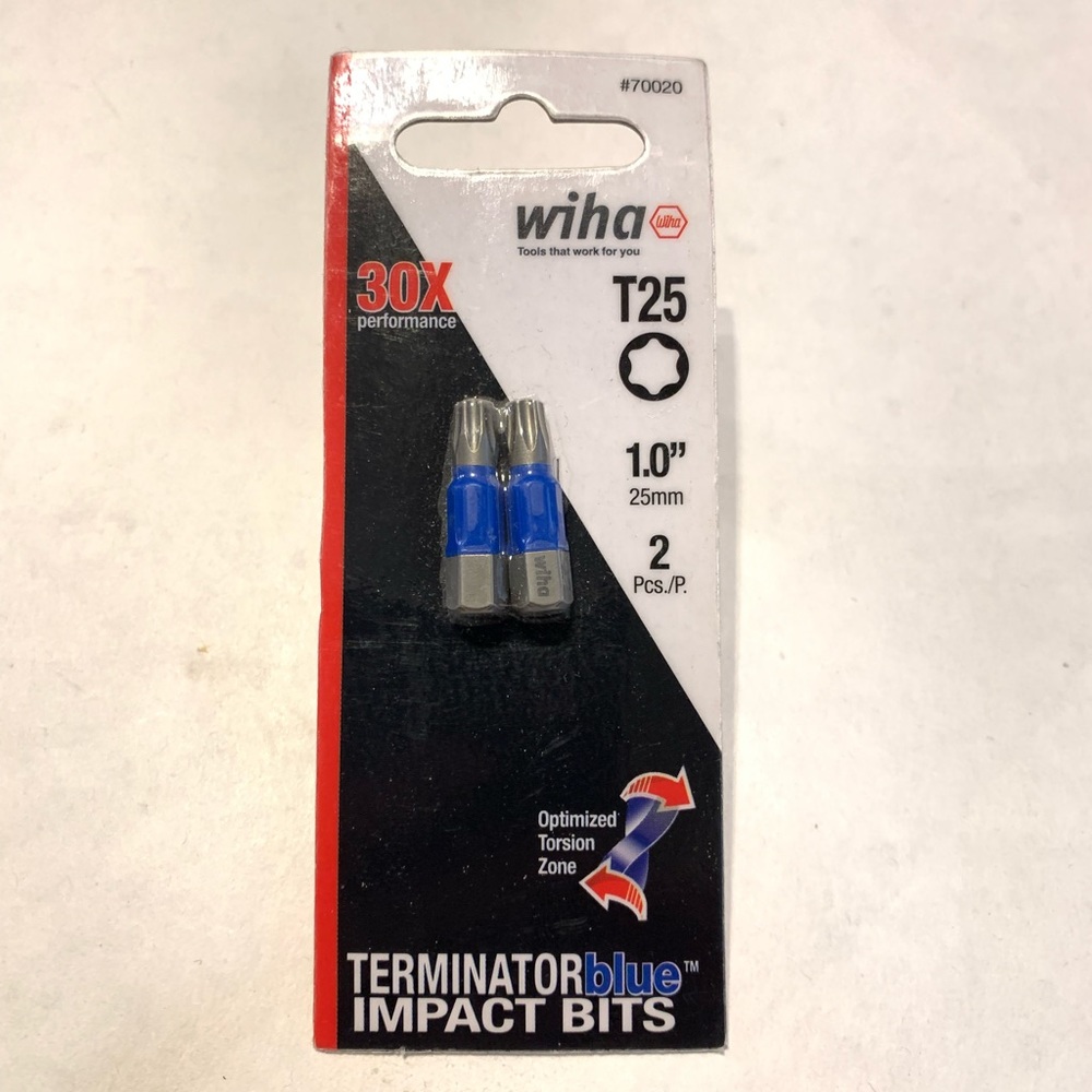 Wiha TerminatorBlue Impact Bit Torx T25 - 1 Inch 2 Pieces